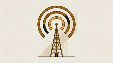 An antenna mast with three signal arcs
